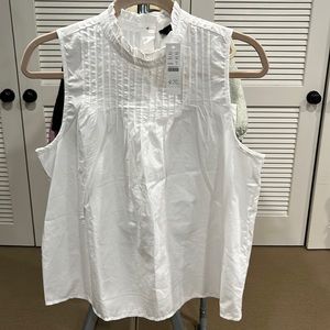 J. Crew Sleeveless Top with pin tucking - White- Size SMALL